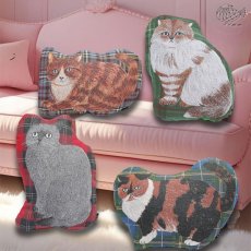 画像10: 【松尾ミユキ】Diecut cushion cat check back｜ダイカットクッション チェック｜選べる4種類　Leo/Mugi/Lin/Maron｜猫ねこネコ (10)