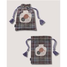 画像11: 【松尾ミユキ】Drawstring bag cat check back 巾着バッグ チェック｜４種類から選べる♪Leo/Mugi/Lin/Maron｜ネコ猫ねこ (11)