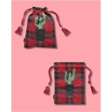 画像4: 【松尾ミユキ】Drawstring bag cat check back 巾着バッグ チェック｜４種類から選べる♪Leo/Mugi/Lin/Maron｜ネコ猫ねこ (4)