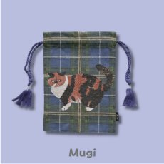 画像12: 【松尾ミユキ】Drawstring bag cat check back 巾着バッグ チェック｜４種類から選べる♪Leo/Mugi/Lin/Maron｜ネコ猫ねこ (12)