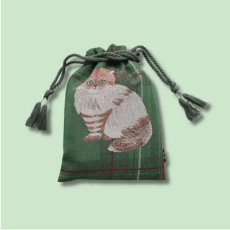 画像6: 【松尾ミユキ】Drawstring bag cat check back 巾着バッグ チェック｜４種類から選べる♪Leo/Mugi/Lin/Maron｜ネコ猫ねこ (6)