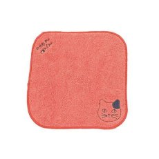画像1: 【松尾ミユキ】Embroidered Cat Towel Matsuo Miyuki｜猫刺しゅうタオルハンカチ　赤｜ブチネコ　レッド｜ねこcat (1)