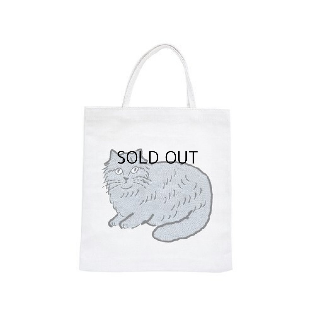 画像1: 【松尾ミユキ】猫刺しゅうミニバッグ｜Gray cat｜ネコ白｜Embroidery Mini bag Matsuo Miyuki｜ハンドバッグ｜かばん｜カバン｜ (1)