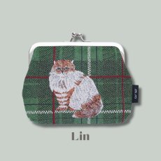 画像7: 【松尾ミユキ】Mini purse cat check back｜がま口ポーチ　ミニパース チェック｜選べる4種類　Leo/Mugi/Lin/Maron｜猫ねこネコ (7)