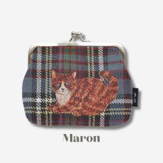 画像5: 【松尾ミユキ】Mini purse cat check back｜がま口ポーチ　ミニパース チェック｜選べる4種類　Leo/Mugi/Lin/Maron｜猫ねこネコ (5)