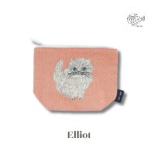 画像1: 【松尾ミユキ】Pouch Cat Matsuo Miyuki｜Elliot　ピンク　ネコポーチ｜小物入れ｜猫ねこcat (1)