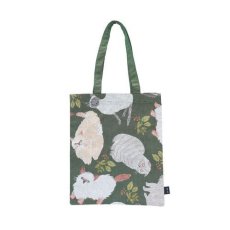 画像2: 【松尾ミユキ】Rectangle totebag Rabbit/Bird/Cat Matsuo Miyuki ｜Cat & Leaf　キャット＆リーフグリーン｜肩がけショルダートートバッグ　かばん｜ネコねこ猫cat (2)