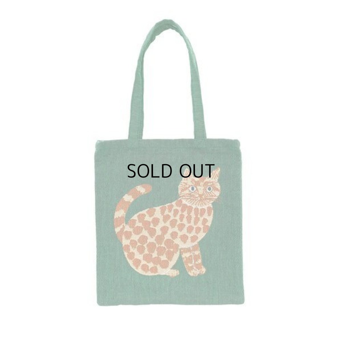 画像3: 【松尾ミユキ】Rectangle totebag Cat Matsuo Miyuki｜Milo　グリーン｜肩がけショルダートートバッグ　かばん｜ネコねこ猫cat (3)