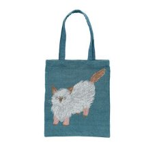 画像1: 【松尾ミユキ】Rectangle totebag Cat Matsuo Miyuki｜Chad　ブルー｜肩がけショルダートートバッグ　かばん｜ネコねこ猫cat (1)