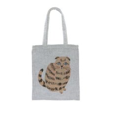 画像1: 【松尾ミユキ】Rectangle totebag Cat Matsuo Miyuki｜Stella　グレー｜肩がけショルダートートバッグ　かばん｜ネコねこ猫cat (1)
