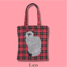 画像2: 【松尾ミユキ】Rectangle tote bag check back｜トートバッグ　チェック｜選べる4種類　Leo/Mugi/Lin/Maron｜猫ねこネコ (2)