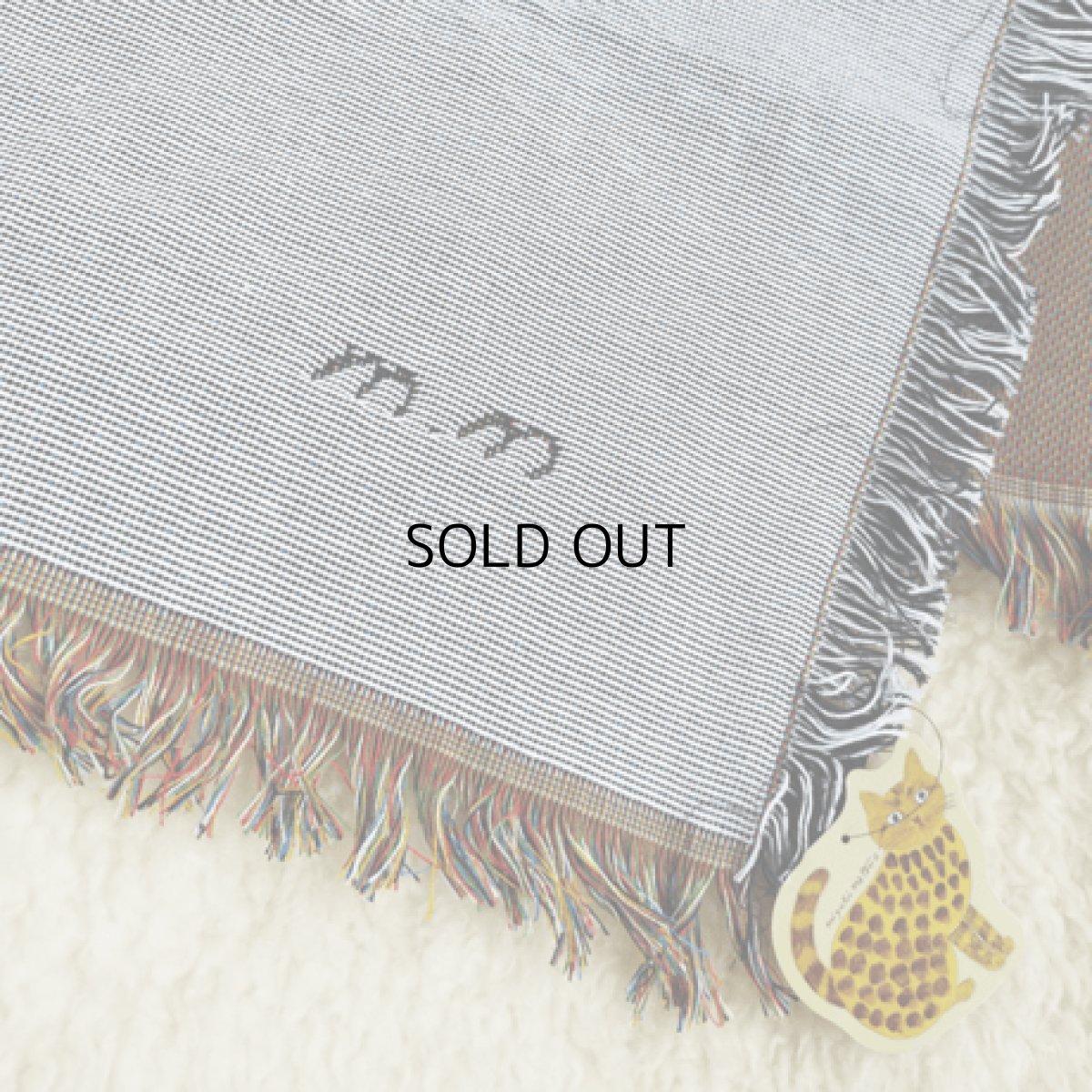 画像5: 【松尾ミユキ】タペストリーラグ　ネコ | cat　milo | ミロ マルチカバー|ベッドカバー|ソファーカバー|ひざかけ|インテリア|フリンジ|カーペット|マット|コットンスローブランケット (5)