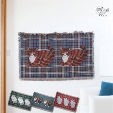 画像1: 【松尾ミユキ】Tapestry rug check back｜タペストリーラグ　チェック｜選べる4種類　Leo/Mugi/Lin/Maron｜猫ねこネコ (1)