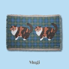 画像4: 【松尾ミユキ】Tapestry rug check back｜タペストリーラグ　チェック｜選べる4種類　Leo/Mugi/Lin/Maron｜猫ねこネコ (4)