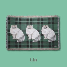 画像3: 【松尾ミユキ】Tapestry rug check back｜タペストリーラグ　チェック｜選べる4種類　Leo/Mugi/Lin/Maron｜猫ねこネコ (3)