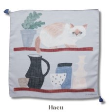 画像2: 【松尾ミユキ】Tassel cloth 11113｜ボンボン付き大判ハンカチーフ｜タッセルクロース　11113｜3種類から選べる♪Hacu/Fuu/Stripe (2)