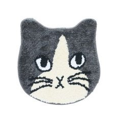 画像1: 【松尾ミユキ】ネコ顔チェアパッド｜Cat Mat Matsuo Miyuki｜キャットフェイスマット｜ハチワレ猫｜猫ネコcat｜猫グッズ　猫マット　ミニマット　ラグ (1)