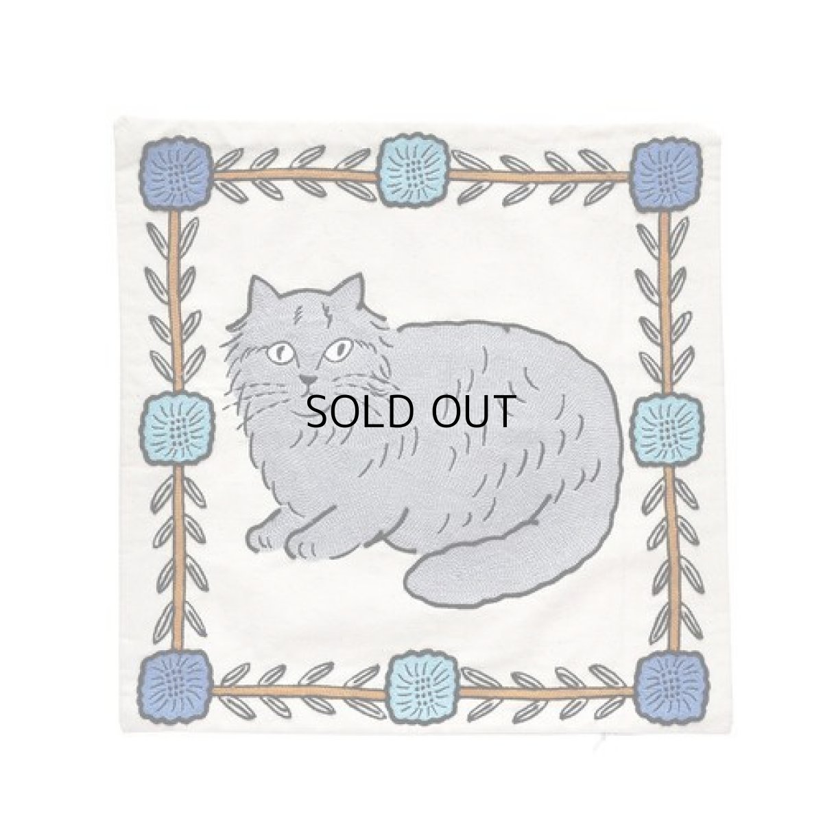 画像1: 【松尾ミユキ】Embroidery Cushion cover｜可愛い猫たちが刺繍されたクッションカバー｜ホワイト（白）×猫／ネコ (1)