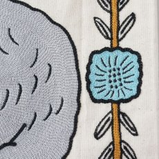 画像4: 【松尾ミユキ】Embroidery Cushion cover｜可愛い猫たちが刺繍されたクッションカバー｜ブルー（青）×トラネコ／虎猫 (4)