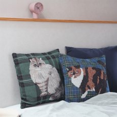 画像10: 【松尾ミユキ】Cushion cover check back｜クッションカバー　チェック｜選べる4種類　Leo/Mugi/Lin/Maron｜猫ねこネコ (10)