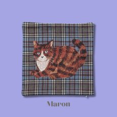 画像6: 【松尾ミユキ】Cushion cover check back｜クッションカバー　チェック｜選べる4種類　Leo/Mugi/Lin/Maron｜猫ねこネコ (6)