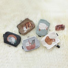 画像2: 【松尾ミユキ】Mini Purse Matsuo Miyuki　がま口ポーチ｜ブラウン三毛猫｜ミケネコねこ (2)