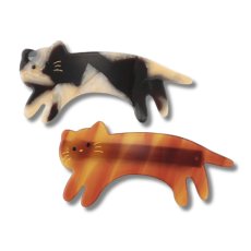 画像2: とびねこバレッタ｜2種類から選べる  ブラック / ブラウン｜猫シルエットのアクリルバレッタ｜ねこ猫ネコキャットcat (2)