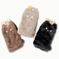 画像1: ふわふわフェイクネコファー指ぬきグローブ|3種類から選べるカラー ブラウン/グレイ/ブラック|猫ねこキャットcat (1)