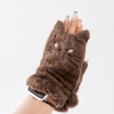画像7: ふわふわフェイクネコファー指ぬきグローブ|3種類から選べるカラー ブラウン/グレイ/ブラック|猫ねこキャットcat (7)
