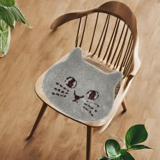 画像2: 【にゃふにゃふ】猫顔マット｜ダイカットチェアパッド｜グレー｜猫ねこネコ (2)