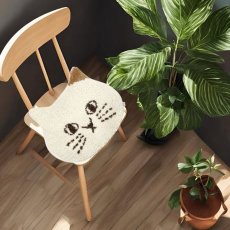 画像3: 【にゃふにゃふ】猫顔マット｜ダイカットチェアパッド｜白茶ブチネコ｜猫ねこネコ (3)