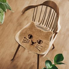 画像6: 【にゃふにゃふ】猫顔マット｜ダイカットチェアパッド｜茶　ブラウン｜猫ねこネコ (6)