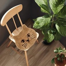 画像5: 【にゃふにゃふ】猫顔マット｜ダイカットチェアパッド｜茶　ブラウン｜猫ねこネコ (5)