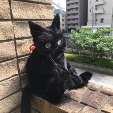 画像2: 【デザイナー直送品につき個別決済が必要です】本物の猫ちゃんと同じ、リアルなシルエット　猫ちゃんと同じ比率で作る！黒猫ちゃんのバッグ (2)