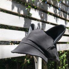 画像5: 【デザイナー直送品につき個別決済が必要です】本物の猫ちゃんと同じ、リアルなシルエット　猫ちゃんと同じ比率で作る！猫耳キャスケット帽子　〜ニャクロ　 黒猫〜　帆布コットン×フェイクレザー (5)