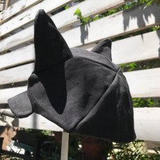 画像4: 【デザイナー直送品につき個別決済が必要です】本物の猫ちゃんと同じ、リアルなシルエット　猫ちゃんと同じ比率で作る！猫耳キャスケット帽子　〜ニャクロ　 黒猫〜　帆布コットン×フェイクレザー (4)