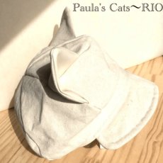 画像5: 【オーダー制作】猫ちゃんと同じ比率で作る！猫耳キャスケット帽子　〜RIO（ナチュラル）〜　帆布コットン×レザー　〜春・夏・秋〜 (5)