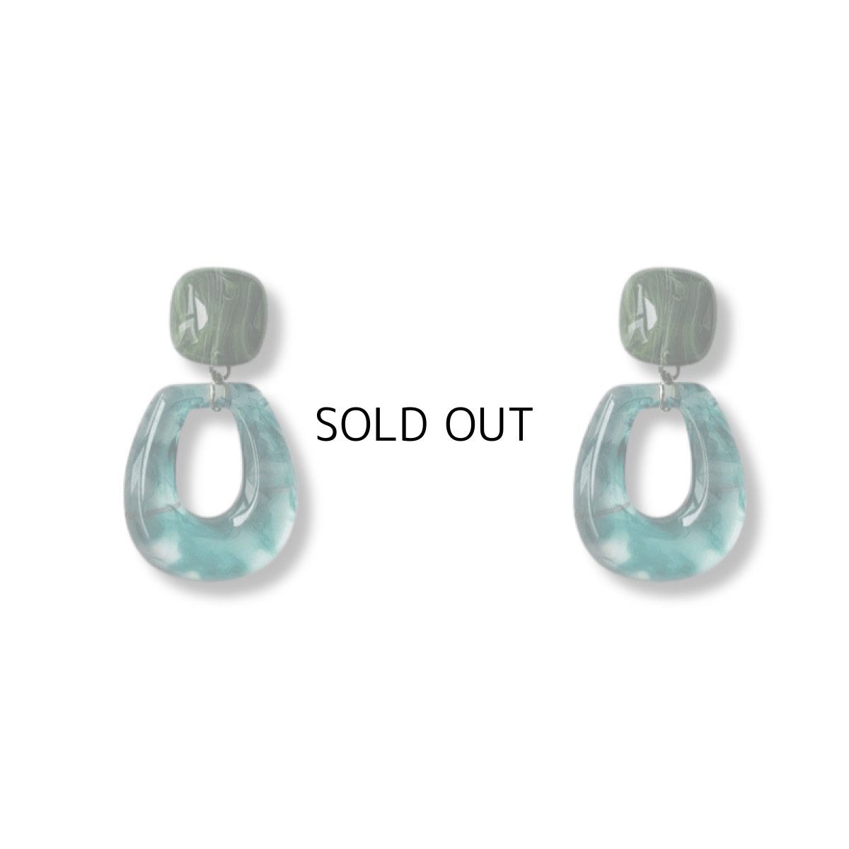 画像2: 国内発送｜アクセサリー　ビンテージライク透け感ピアス｜グリーンマーブル｜ジオメトリーピアス｜ビンテージテイスト｜オシャレ可愛い　ファッション (2)