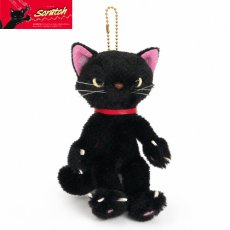 画像1: 米田民穂 / スクラッチ｜スクラッチマスコット 黒 Scratch｜ぬいぐるみキーホルダー ボールチェーン｜ねこ猫ネコキャットcat (1)