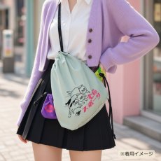 画像3: 星羊社｜宅猫スポーツ 迅速サコッシュ｜淡いブルーグレー 巾着型ショルダーバッグ｜ねこ猫ネコキャットcat (3)