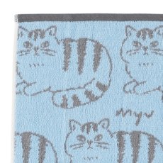 画像4: 【シマシマコーディ】ジャガードコットンタオル２枚セット　綿100%　34×80cm｜キャット フェイスタオル2P｜選べるカラー　ベージュ / スカイブルー｜ねこ猫ネコcat (4)