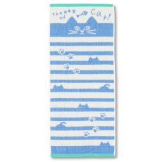 画像2: シマシマコーディ｜シマシマコーディ キャット ボーダー フェイスタオル2P｜ジャガードコットンタオル２枚セット　綿100%　34×80cm｜ねこ猫ネコキャットcat (2)