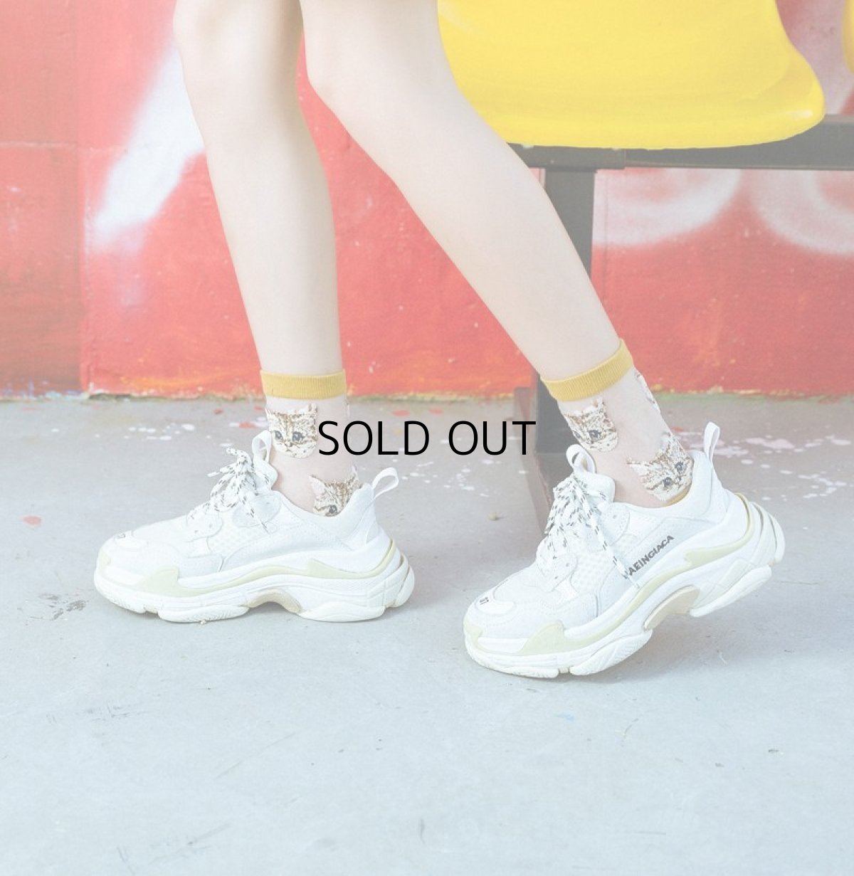 画像7: 国内発送｜透け感シアーソックス　ホワイト（白色）｜足元涼し気♪　シースルー靴下　猫総柄　オシャレ可愛い　ファッション (7)