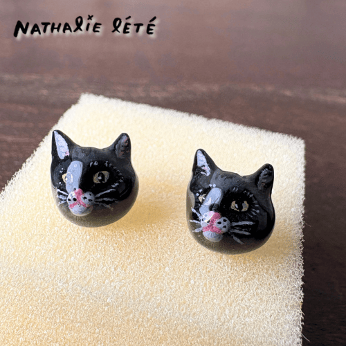 ナタリーレテNathalie LetePierce Black cat黒猫 ピアス ブラックキャットアクセサリー