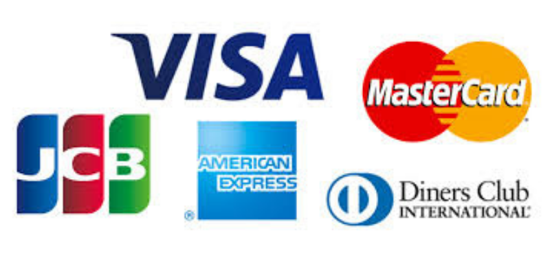 猫雑貨ナガチャンでは、VISA・Mastercard・Diners・JCB・AMEXのクレジットカードがお支払いにご利用いただけます