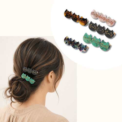 マズル猫３連ヘアークリップ