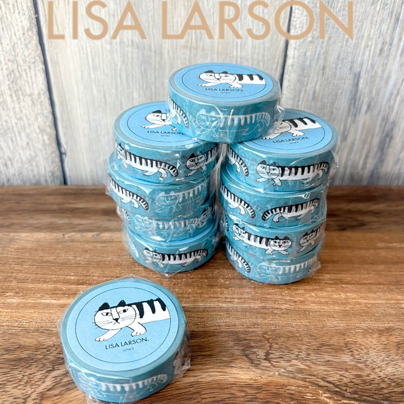 【リサ・ラーソン】マスキングテープ（１個）スパイキー青・15mm｜Lisa Larson｜Mikey｜猫ネコねこ