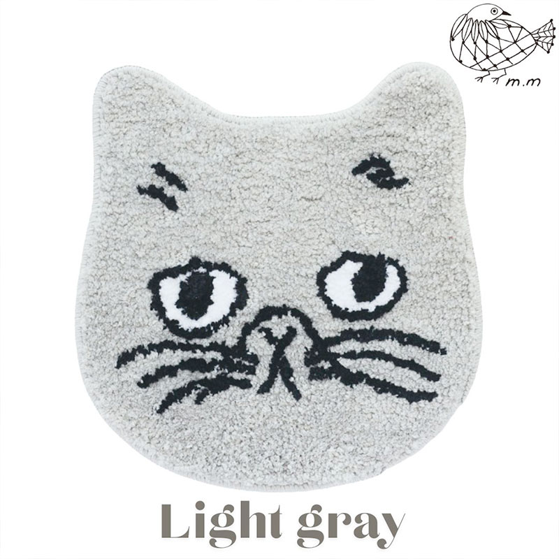 ◆ 松尾ミユキ ◆ネコ顔チェアパッド｜Cat Mat Matsuo Miyuki｜キャットフェイスマット｜Light gray｜ライトグレー｜猫ネコcat｜猫グッズ　猫マット　ミニマット　ラグ