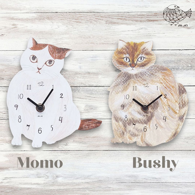【松尾ミユキ】 Diecut clock 2｜壁掛け時計２｜選べるデザイン　Momo/Bushy｜ねこ 猫 ネコ