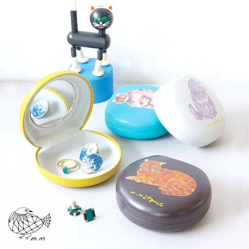 【松尾ミユキ】 Multi case｜ミラー付きマルチケース｜アクセサリーや小物入れに｜選べるデザイン　Momo/Nala/Shima/Perle/Bushy｜ねこ 猫 ネコ